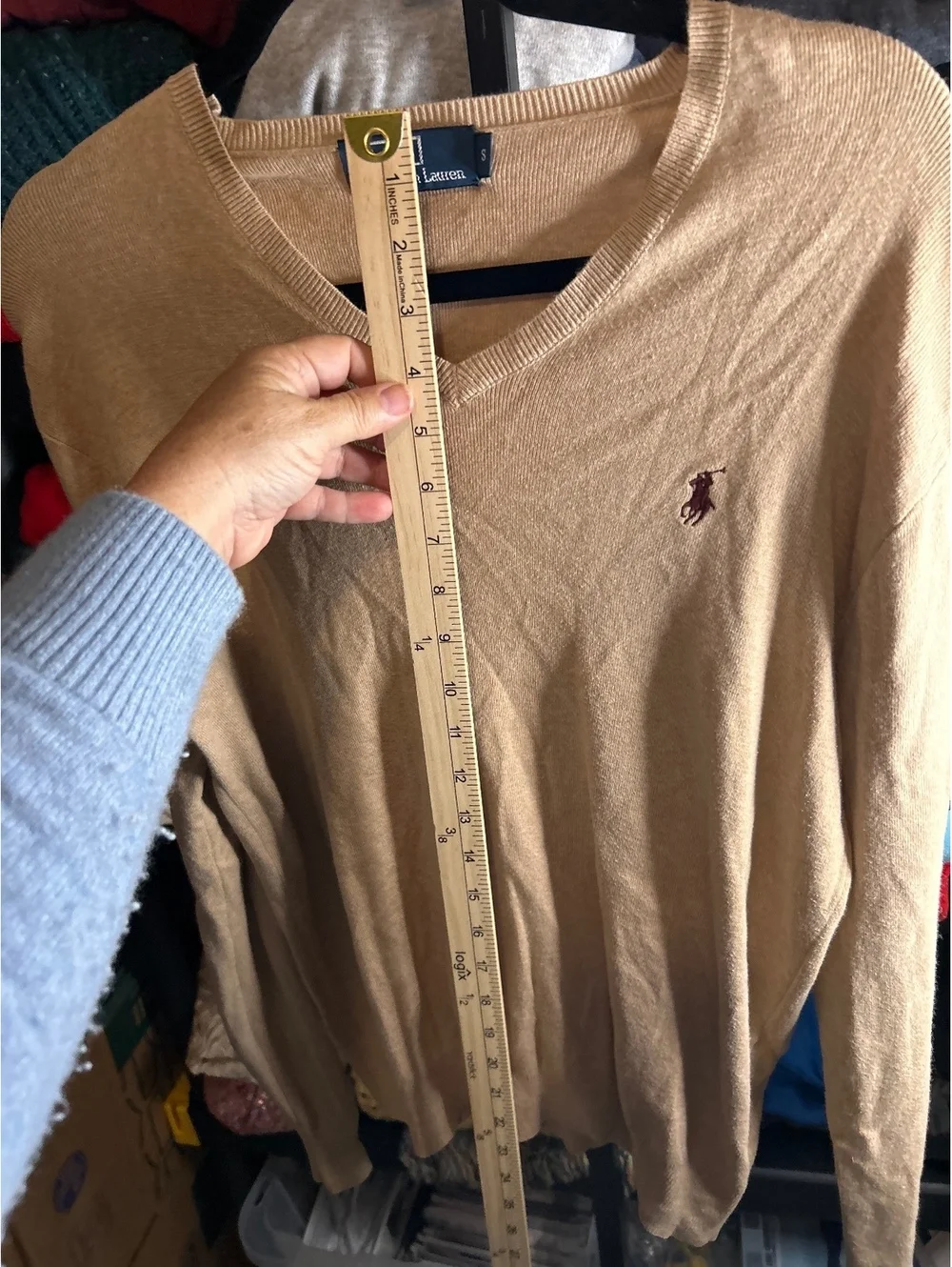 Polo by Ralph Lauren Men's V-Neck Sweater Camel Size S